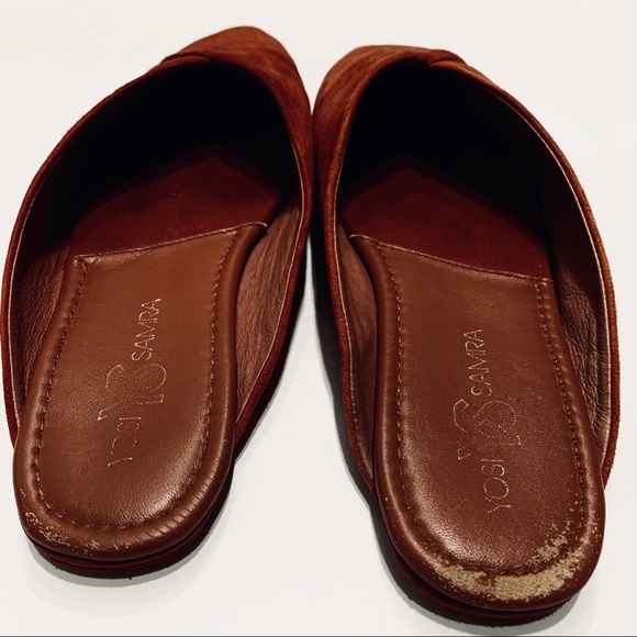 YOSI SAMRA VALENTINA BURNT ORANGE SUEDE MULES SLIP ON SHOES - Picture 8 of 11